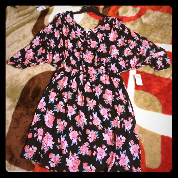 Black and pink floral dress