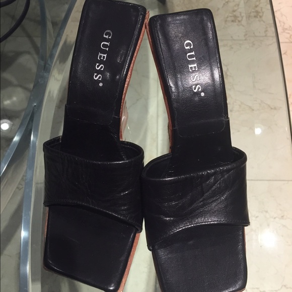 Black leathe wedges