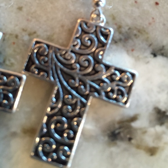 CROSS DANGLE EARRINGS - Picture 2 of 3