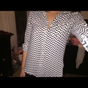 Chevron chiffon button-up