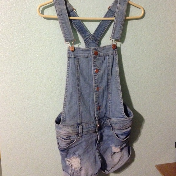 Charlotte Russe light wash overalls