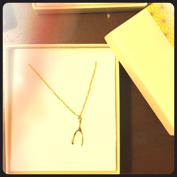 Golf filled wishbone necklace