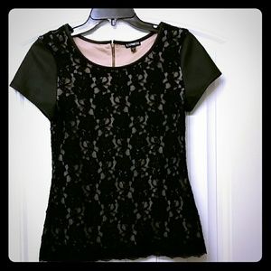 Express Pleather & Lace Top