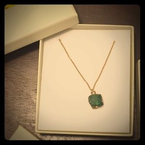 green rock gold filled necklace