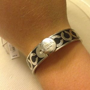 Black and silver coach bangle