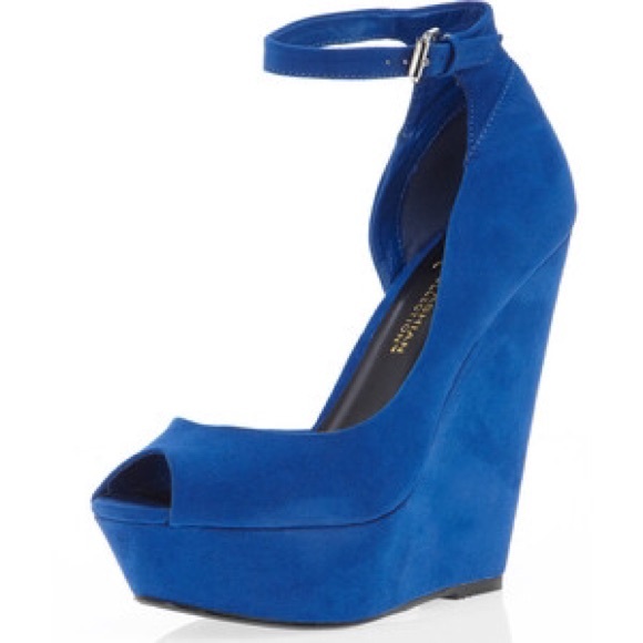 Kardashian Kollection Blue Suede D'orsay Wedges