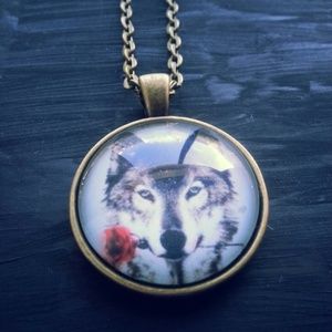 Handmade Vintage Style Wolf Pendant Chain Necklace