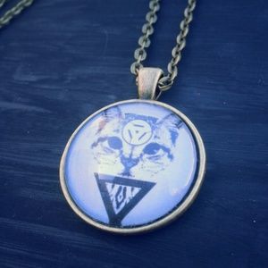 Handmade Vintage Style Cool Cat Chain Necklace