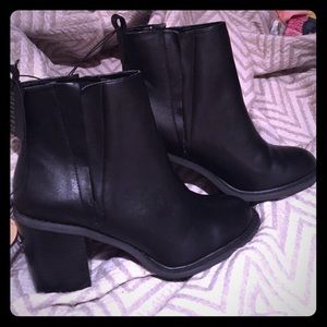 Black Faux Leather Booties