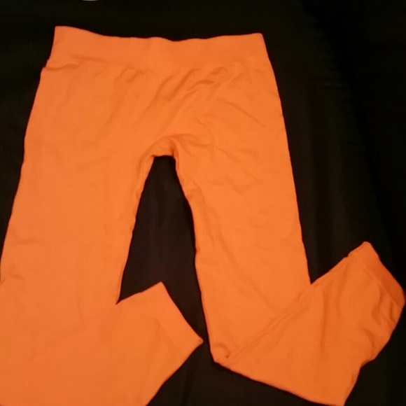 Nylon/spandex seamless tights bright orange