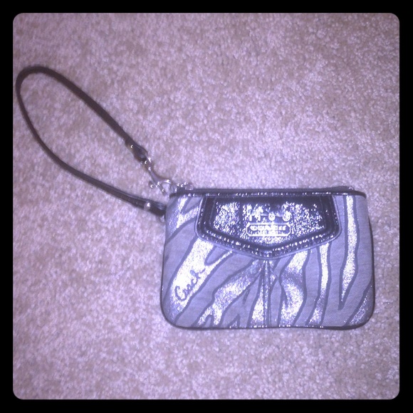 Coach zebra print wristlet