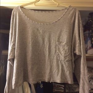 American apparel striped crop long sleeve