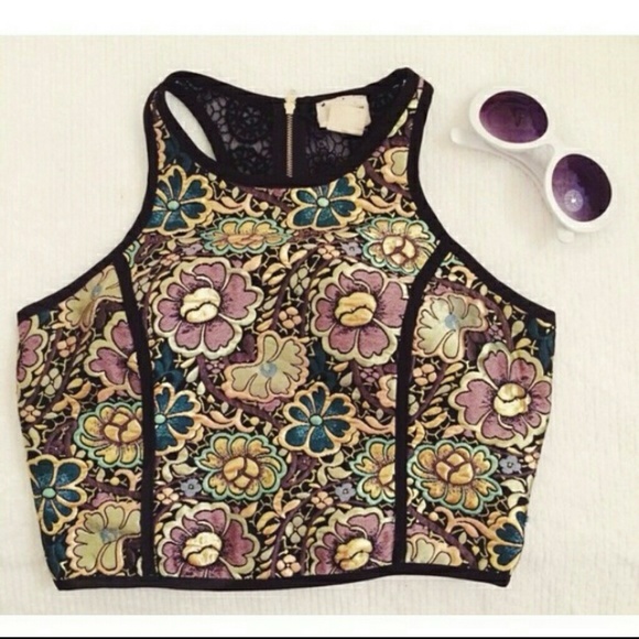 Metallic Floral Crop Top