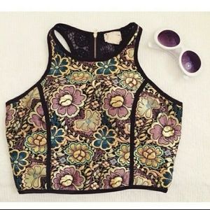 Metallic Floral Crop Top