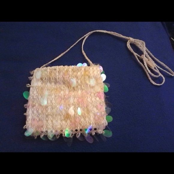 New, Never Used, Off White Sequined Small Purse