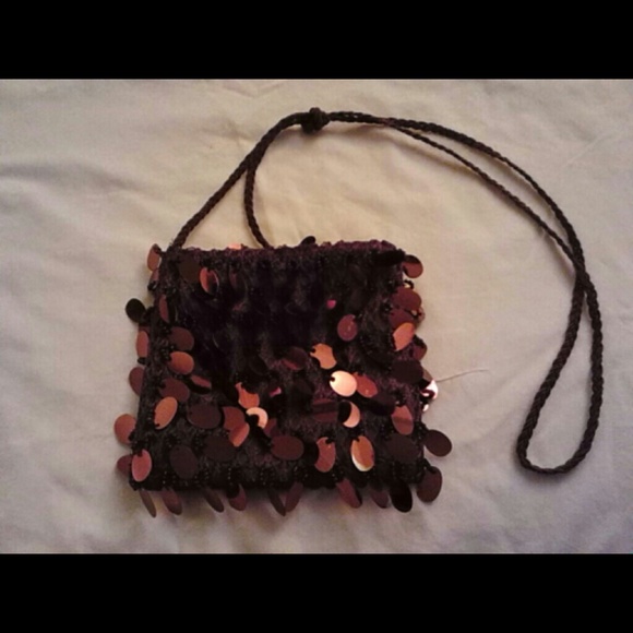 New, Unused, Brown Sequined Small Shoulder Purse