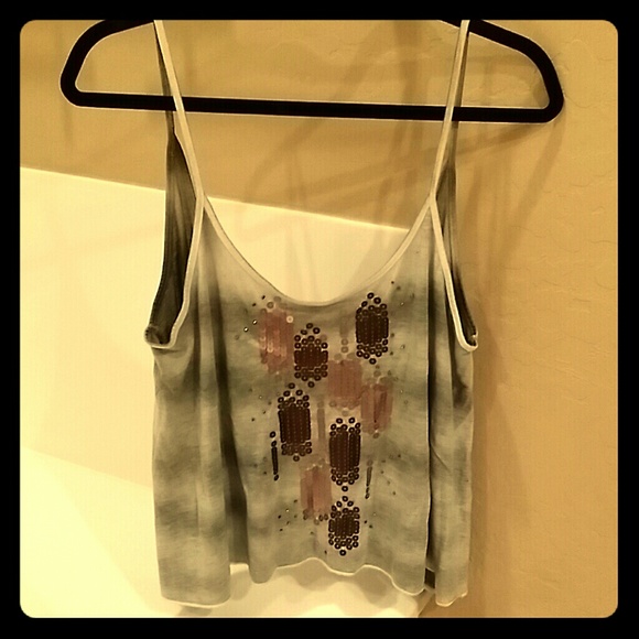 Decree tank with metallic sequin