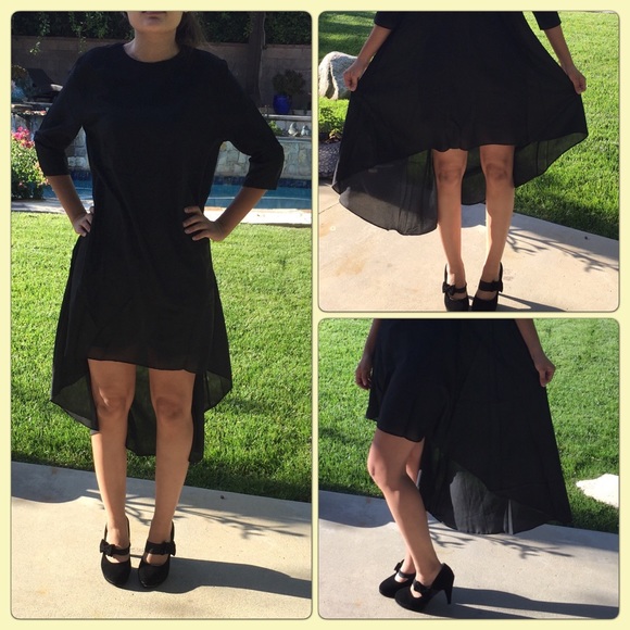 SYMMETRICAL IRREGULAR DRESS - MIDNIGHT BLACK - Picture 4 of 6