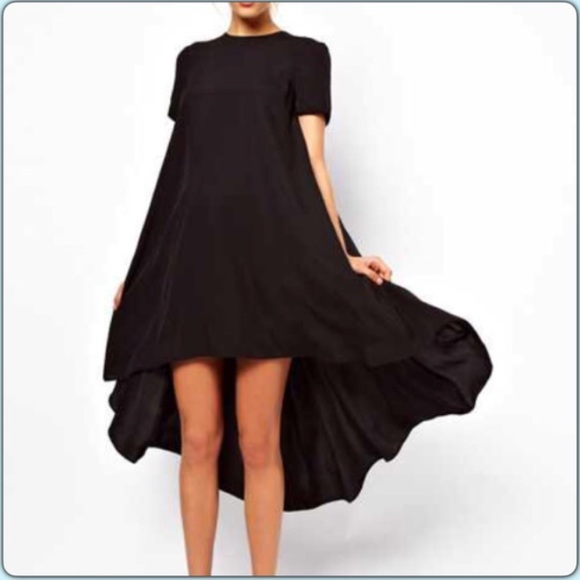 SYMMETRICAL IRREGULAR DRESS - MIDNIGHT BLACK - Picture 2 of 6