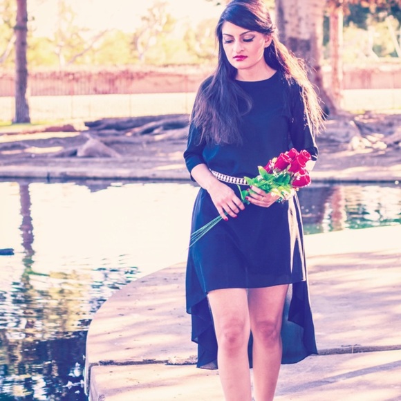 SYMMETRICAL IRREGULAR DRESS - MIDNIGHT BLACK - Picture 3 of 6