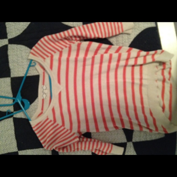 Peach and crime stripped shirt