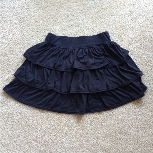 Black 3 Tier Knit Skirt