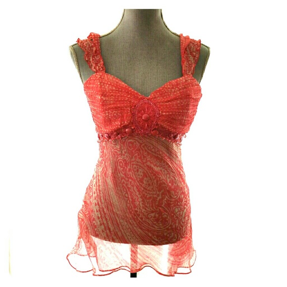 Beaded Coral pink top