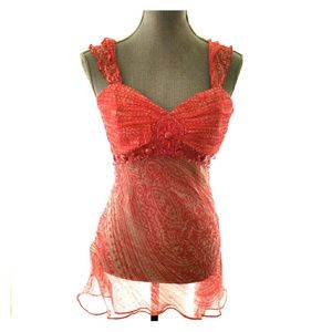 Beaded Coral pink top