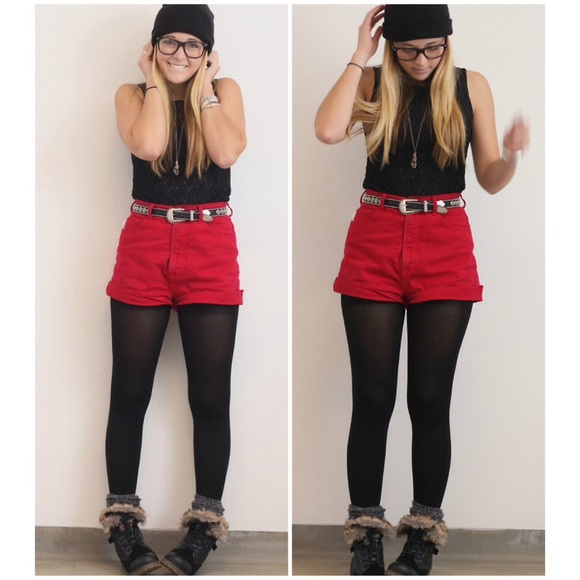 Bright Red High Waisted Shorts!