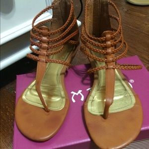 Cognac colored strappy sandals