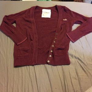 Maroon 3/4 Sleeve Hollister Cardigan