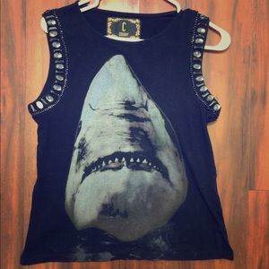 SHARK TANK WITH STONE DETAIL ON CUFFS