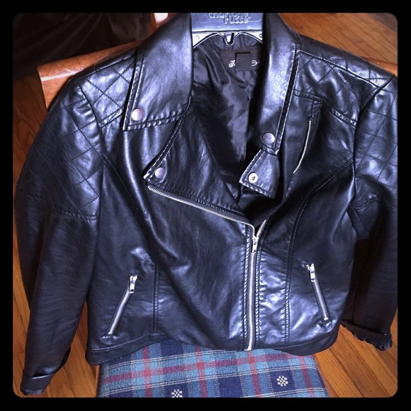 Black pleather biker jacket