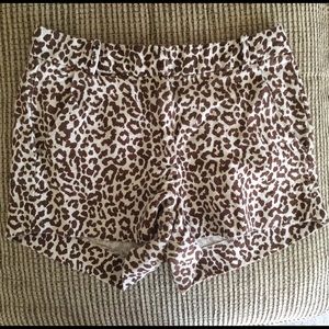 J. Crew linen leopard print shorts.