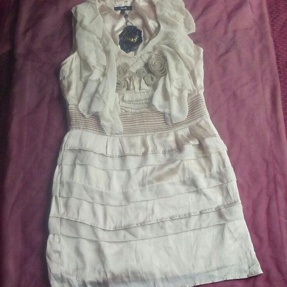 Beige frilly dress