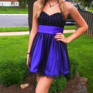 Knee length purple and black dress