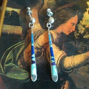 Vintage .925 Native American inlay earrings SIGNED