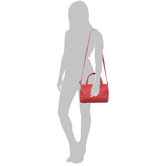 Brand New Tory Burch Red Saffiano Bowling Bag - Picture 2 of 3