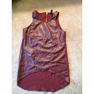 Faux leather burgundy hi low top