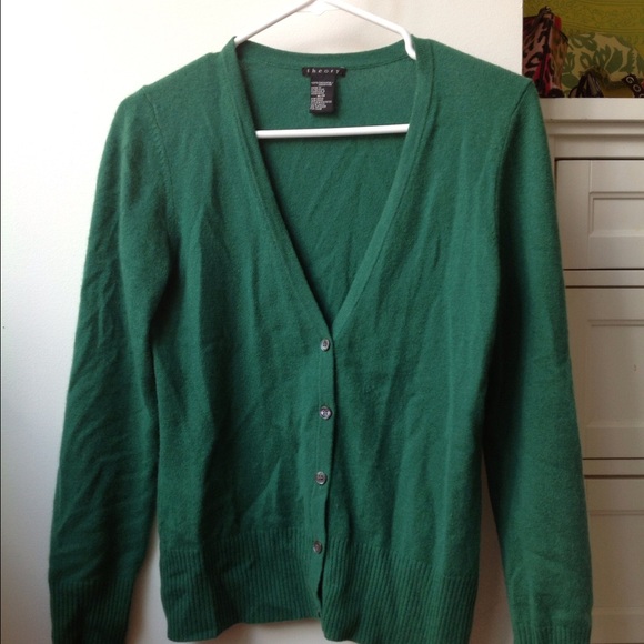 Green button up cashmere sweater