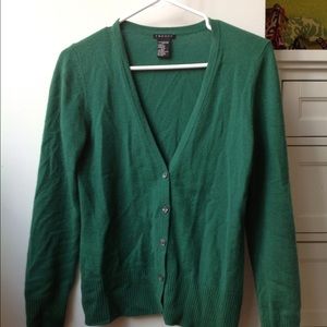 Green button up cashmere sweater