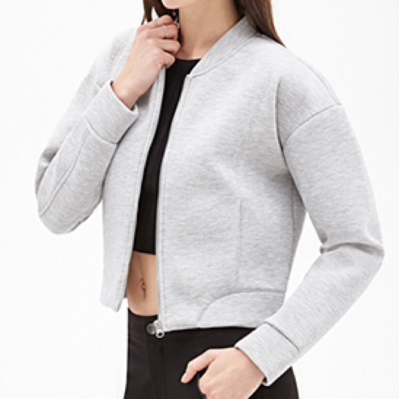 Forever21 Scuba knit bomber jacket grey S