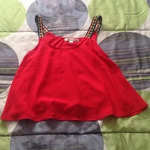 Red flowy crop top