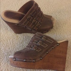 Brown Leather Wedges