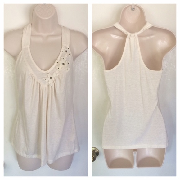 Cream Full Tilt Tank w/Flower Detail