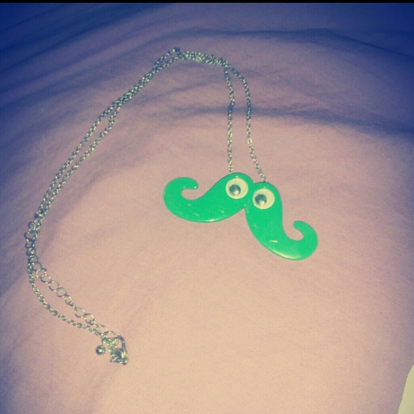 Green mustache necklace