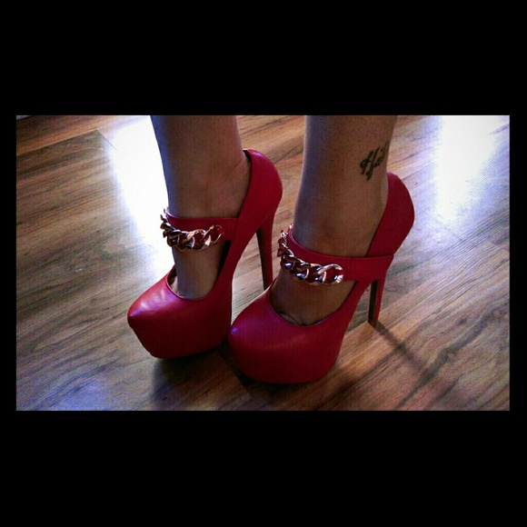 SOLD Sexy Gold Chain Red Heels