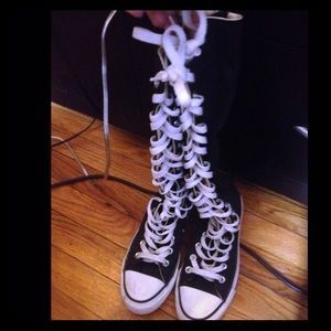 Black and White Knee High Converse