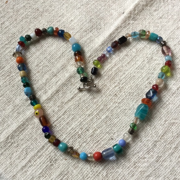 Colorful painted glass necklace