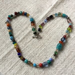Colorful painted glass necklace